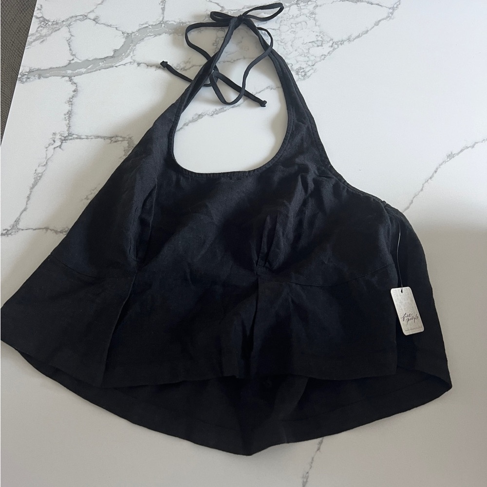 Free People Black Halter Crop Top